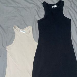 BUNDLE: H&M Halter Bodycon Black and Beige Dresses